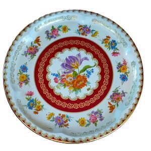 Vintage Daher Decorated Ware serving floral tin tray 1971 England 12"